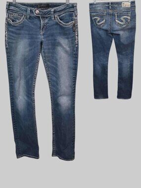 Silver Jeans  Western Glove Works Tuesday Baby Bootcut Denim Jeans Womens 28 X33